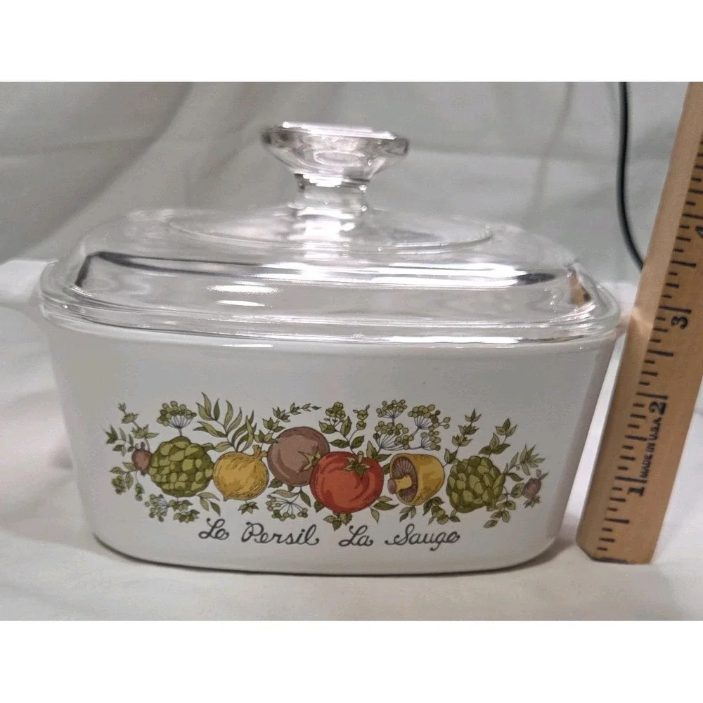 CorningWare Spice O Life Casserole Dish A-7-C White Pyroceramic with Glass Lid